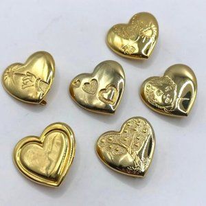 The Variety Club (6) Vintage Gold-Tone Heart Brooches